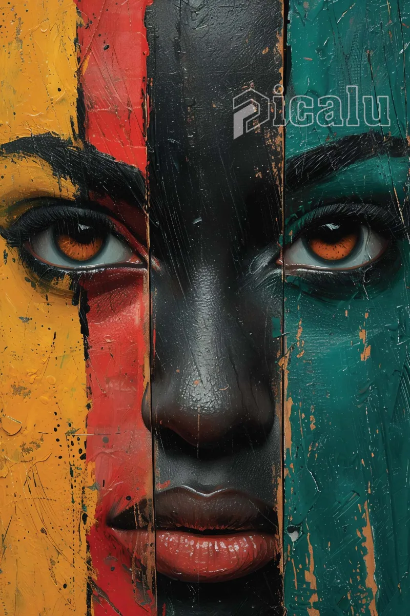 African Woman Through Divided Colors Wall Decor