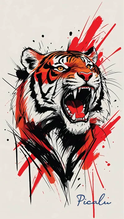 Roar of Majesty – Bold Abstract Tiger Wall Art