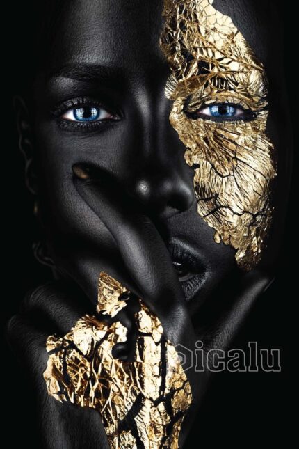 African Woman Black Gold HD Wall Art