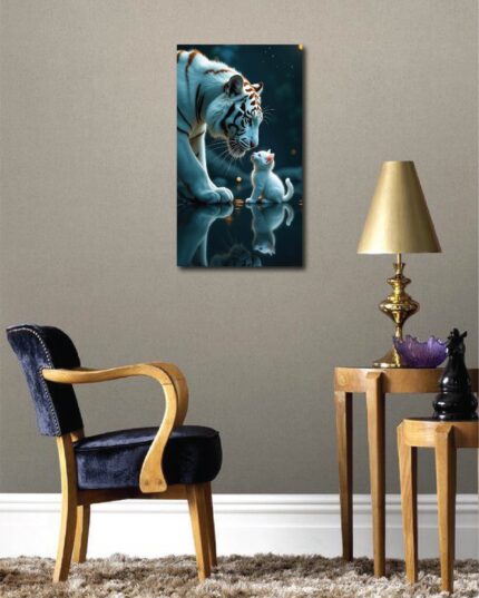 Reflections of Strength – Inspirational White Tiger Art