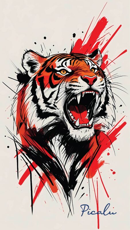 Roar of Majesty – Bold Abstract Tiger Wall Art