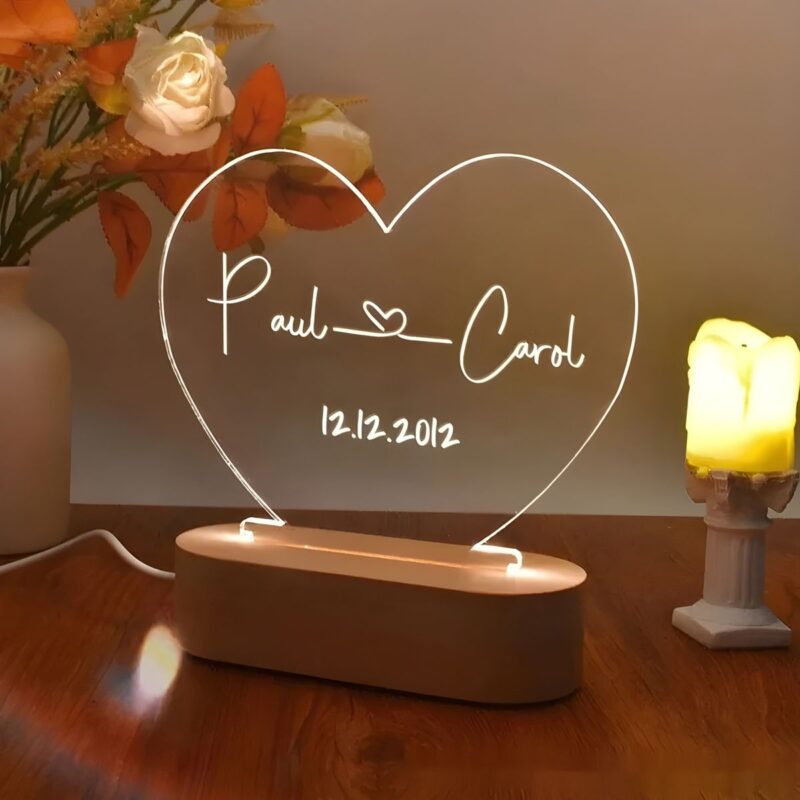 Anniversary Heart Shaped Couple's LED Stand