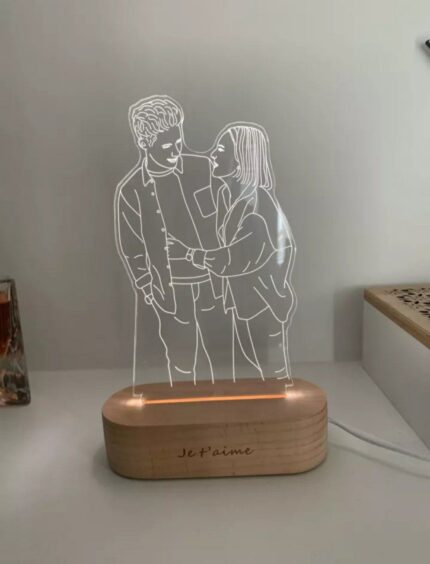Customized Sketch Art Couples LED Stand
