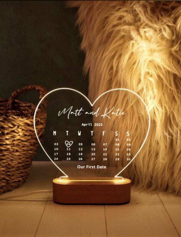 Calendar Heart Shaped LED Stand