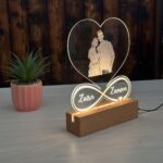 Couples Etched Photo and Names LED Stand